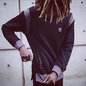 Rock Smith Black Quilted Noha Crew Sweatshirt NWT